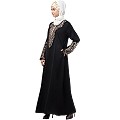 A-line abaya with Resham embroidery work- Black